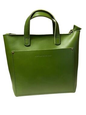 Portland Leather Olive Green Structured Leather Mini Tote